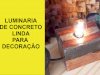 Luminária de concreto com luz negra