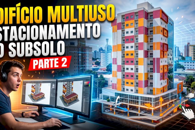 Análise arquitetônica da planta térrea de um edifício multiuso