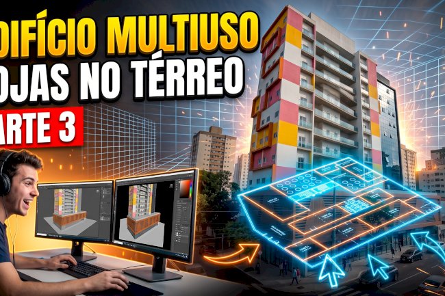 Planta baixa do estacionamento no subsolo de um edifício multiuso